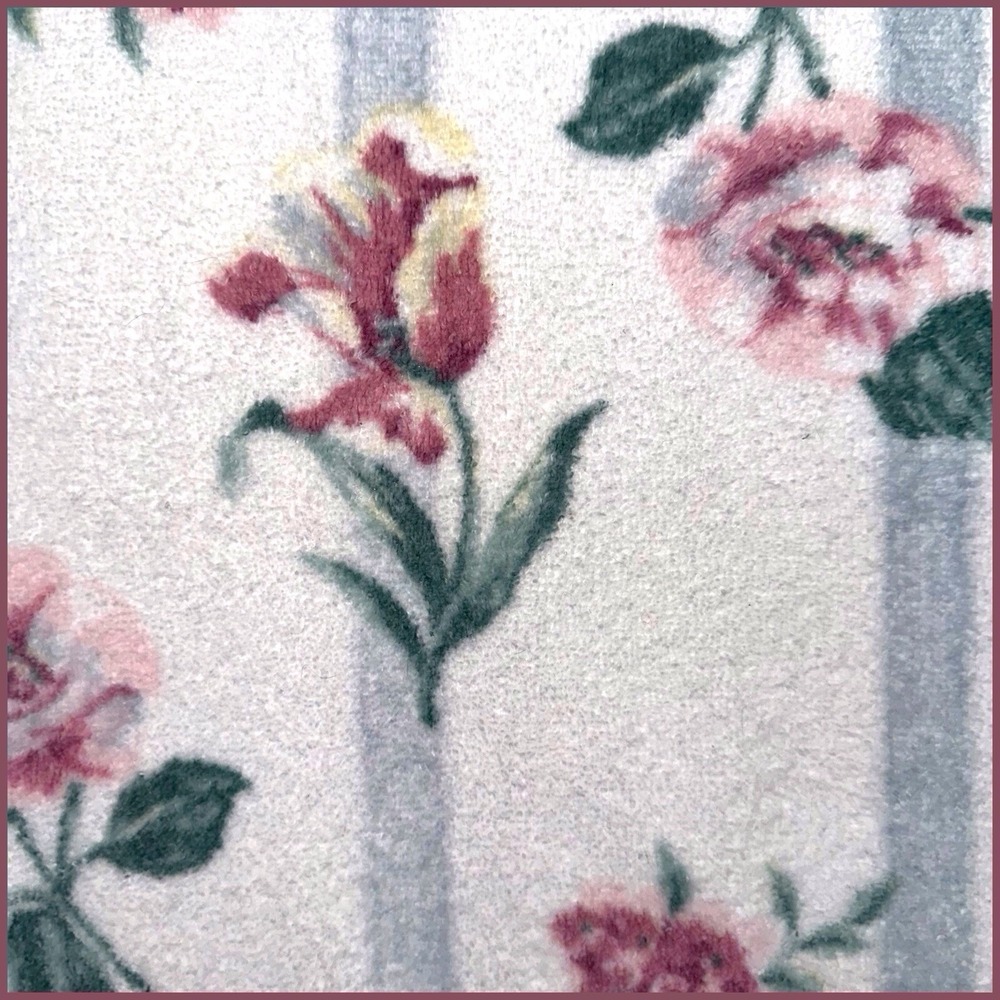 VTG Springmaid Made USA Hand Towel 90s Cottagecore Retro Pink Roses Blue Stripes - Picture 5 of 10